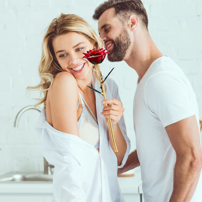 SW Anniversary Birthday Gifts for Women Forever Gold Dipped Rose Christmas Women Gifts 24k Gold Plated Eternal Flower Love Romantic Rose Gifts Box for Anniversary Valentines Day,Mothers Day,Birthday(red) - Image 2